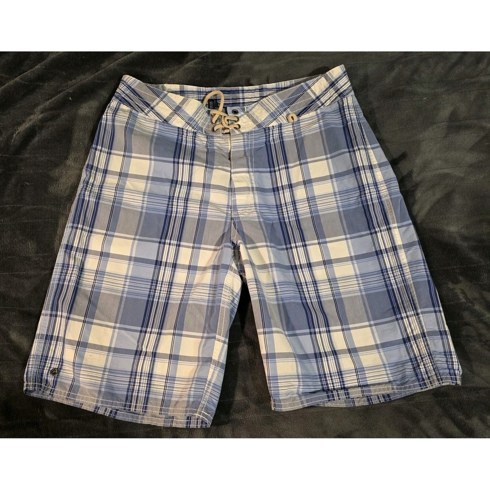 VTG Polo Ralph Lauren Swim Trunks Men's Size Medium Blue White Plaid Size 30